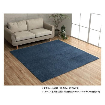 ミックスパイル ラグ 約3畳 約200×250cm ホットカーペット対応 ネイビー 3985519