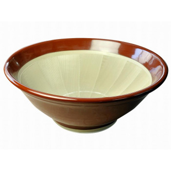 元重製陶所　国産 石見焼 すり鉢 7号 直径22cm (すべり止め付) 赤茶色