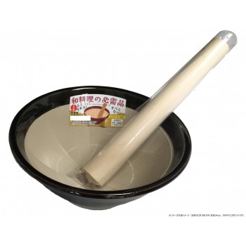 元重製陶所　国産 石見焼 すり鉢 8号 直径24cm (すべり止め付) 10号すりこぎセット 織部