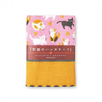 町娘のハンカチーフ 和柄 猫に鈴 2458