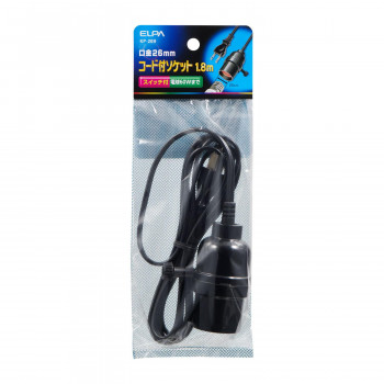 ELPA コード付ソケット1.8m ブラック KP-20H