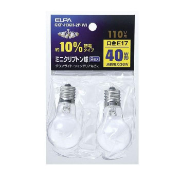 ELPA ミニクリプトン球 GKP-H36H-2P(W)