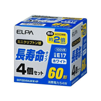 ELPA 長寿命ミニクリプトン54W4P EKP100V54LW(W)4P