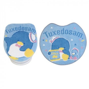 トイレ2点セット(洗浄・暖房便座用フタカバー＆トイレマット) サンリオ タキシードサム SB-622-S