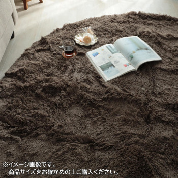 マイクロファイバーロングシャギーラグ　シフォン　円形　190cm　グレージュ「GSCD508386」