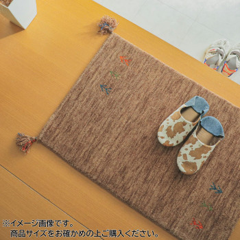 シンプルギャッベマット　AYAKA(アヤカ)　玄関マット　40×60cm　ブラウン「GSCD802983」