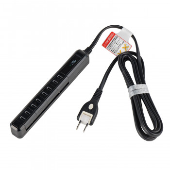 耐雷4個口2mスリム回転タップ WBS-SL402SB(BK)