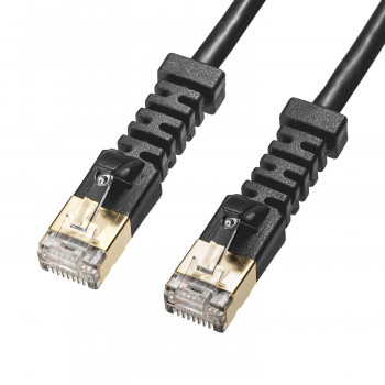 サンワサプライ 4方向固定CAT6A STP LANケーブル ブラック 0.2m KB-T6ASYL-002BK