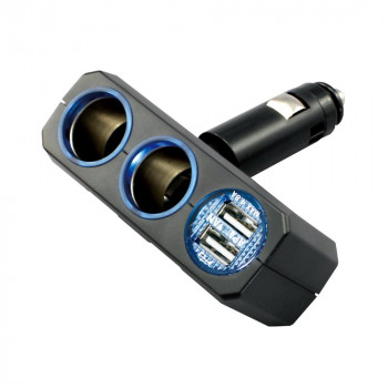 槌屋ヤック 車用 ソケット分配器 リングライトソケット ディレクション ツイン+2口USB 4.8A PZ-710