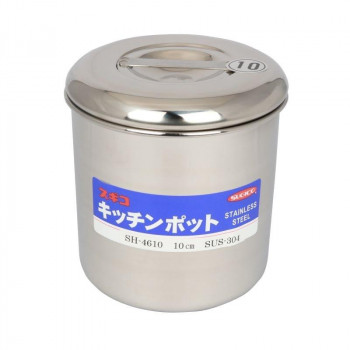 18-8 キッチンポット(内蓋式・目盛付)  SH-4610D 10cm(手無)  AA0073
