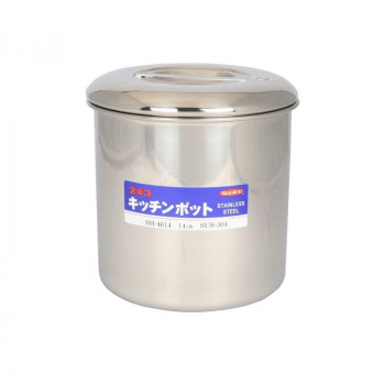 18-8 キッチンポット(内蓋式・目盛付) SH-4614D 14cm(手無) AA0077