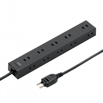 サンワサプライ 電源タップ 2P 10個口 強力ネオジムマグネット シャッター付 2m ブラック TAP-2210-2BK