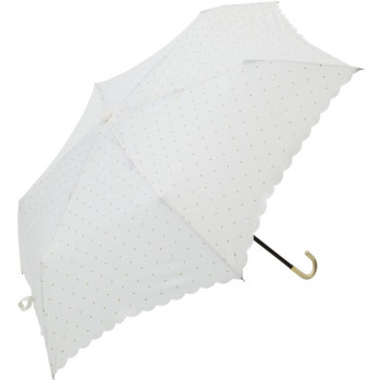 折傘 50cm ドットグリッターヒートカット ミニ B-013022 ホワイト
