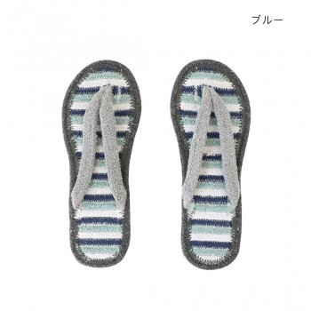 リサイクルコットンサンダル S ボーダー ブルー 14223546080
