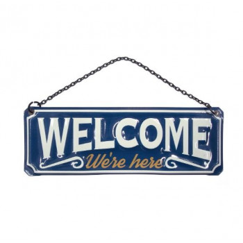 ティンWELCOMEサイン レクタングル ネイビー DE051871