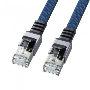 サンワサプライ カテゴリ6AメッシュフラットLANケーブル ブルー 15m KB-FL6AME-15BL
