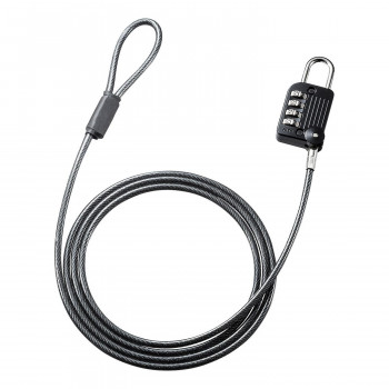 サンワサプライ ワイヤー一体型ダイヤル錠 ブラック SLE-32S