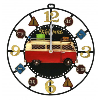 ブリキclock 掛け時計 bus 43172