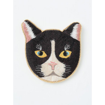 東京かんかん キャット刺繍ポーチ ブラック M42-1914BK