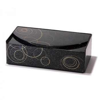 ミラー付ティッシュBOX(ゴールドライン)　黒 2698