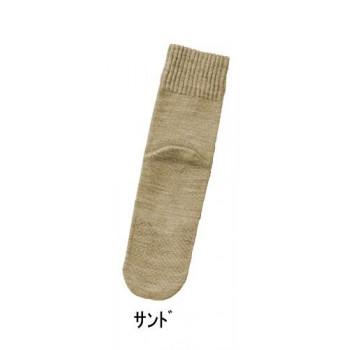 神戸生絲　コベス　紳士ゴム無しすべり止め(毛混)24-26cm  5555  サンド