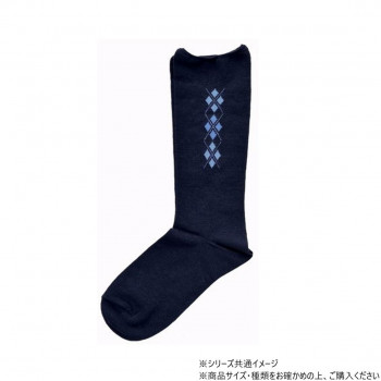 神戸生絲　コベス　紳士柄しめつけません綿混ソックス24-27cm  5952  ネイビー