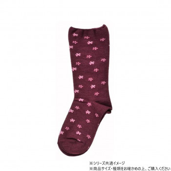 神戸生絲　コベス　婦人柄しめつけません毛混ソックス22-25cm  3902  エンジ