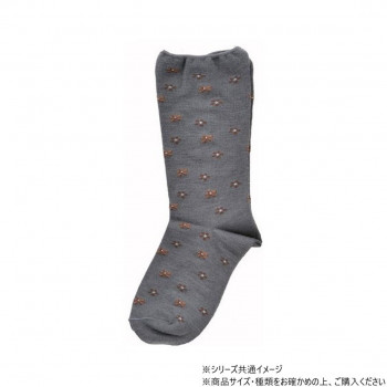 神戸生絲　コベス　婦人柄しめつけません毛混ソックス22-25cm  3902  ダークグレー