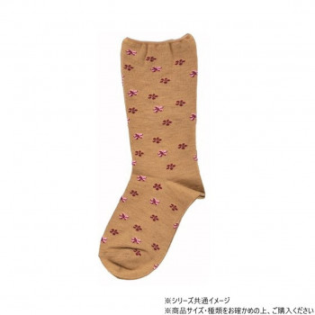 神戸生絲　コベス　婦人柄しめつけません毛混ソックス22-25cm  3902  カラシ