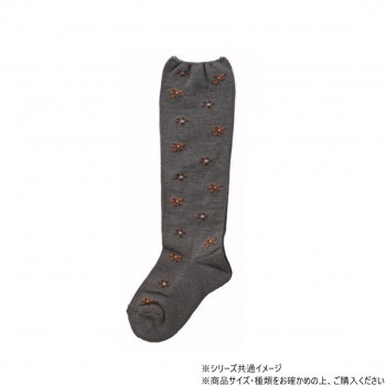 神戸生絲　コベス　紳士柄しめつけません毛混ソ足底パイルックス22-25cm  3911  ダークグレー