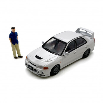 ビ-エムクリエイションズ 三菱 ランサー エボリューション IVカスタム ID ホワイト フィギュア付 1/64スケール 64B0095