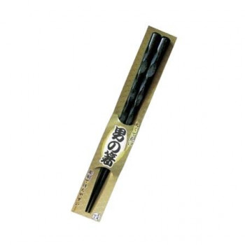 丸十　極太彫刻木箸　黒檀仕上　24.5  6F20-10