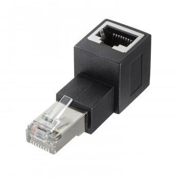 サンワサプライ RJ-45L型変換アダプタ 上出し カテゴリ6A STP ADT-RJ6A-LU