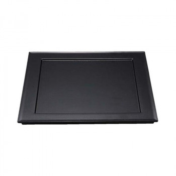 福井クラフト　尺0角炉縁前菜盛皿黒クリヤータタキ* 15007070