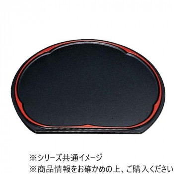 福井クラフト　尺3梅型半月両面盆黒天朱タタキSL/朱天黒 15233996