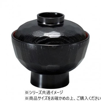 福井クラフト　TA亀甲丼(中)黒内朱(蓋親) 41000340