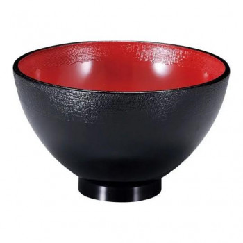 福井クラフト　布着せ茶づけ椀　黒内朱 31006950