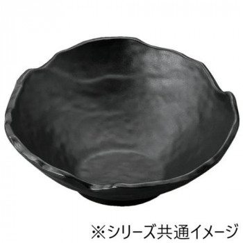 福井クラフト　メラミン27.5cm手びねり斜ちぎり丸鉢黒マット 75006310