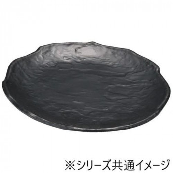 福井クラフト　クレーター丸皿 黒マット25.5cm 51361350