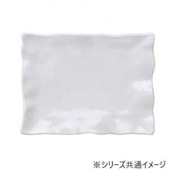 福井クラフト　メラミン44cm波渕長角盛皿ホワイト 51353770