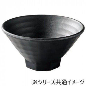福井クラフト　メラミンφ15.2八角高台格子麺鉢黒マット 51025330