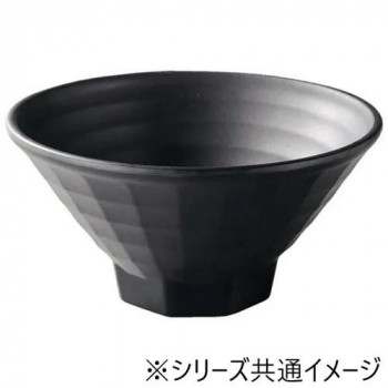 福井クラフト　メラミンφ20.2八角高台格子麺鉢黒マット 51025350