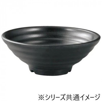 福井クラフト　メラミンφ17.5長寿太ロクロ目麺鉢黒マット 51025660