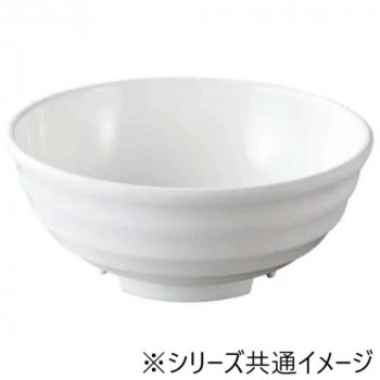 福井クラフト　メラミンφ15.2彩段筋浅麺鉢白グロス 51025390