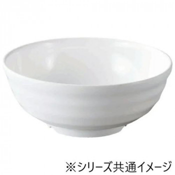 福井クラフト　メラミンφ19.9彩段筋浅麺鉢白グロス 51025420