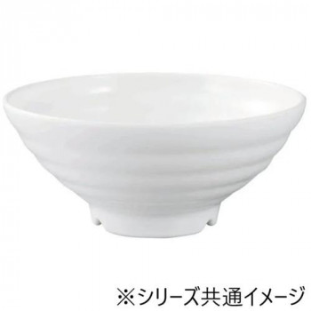 福井クラフト　メラミンφ22.2福寿太ロクロ目麺鉢白グロス 51025710