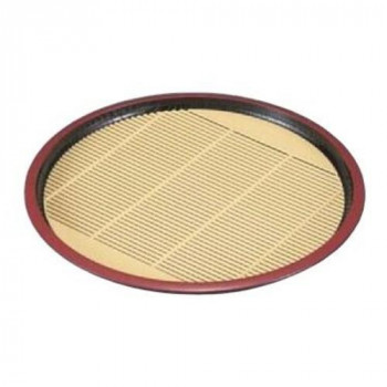 福井クラフト　7寸丸木目そば皿黒天朱裏塗り無 45150220