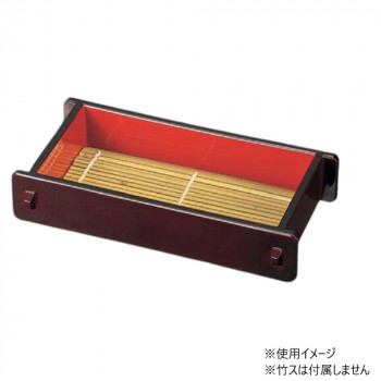 福井クラフト　7寸長手ツノセロ溜内朱(底板付 46191150