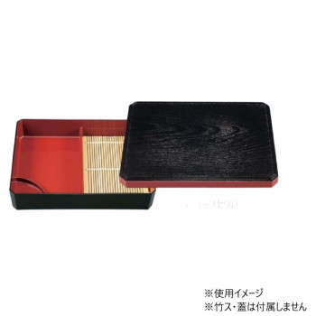 福井クラフト　箱型隅切木目天ざる黒内朱(親) 46200012