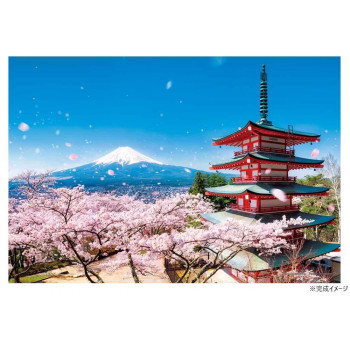 ジグソーパズル 108ピース 風景 富士と桜吹雪の五重塔(山梨) 01-2092